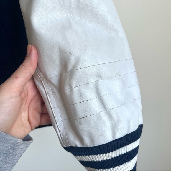 Rocawear ROC Rebel League Embroidered Contrast Varsity Jacket Navy White Size XL - Picture 10 of 16